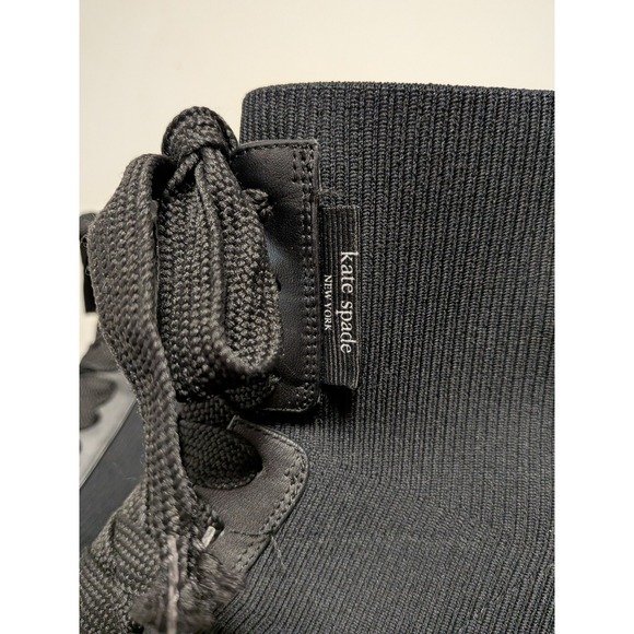 Kate Spade New York Knit Combat Boots Black Ribbed Lace Up Lug Sole Womens 8B - Picture 8 of 14